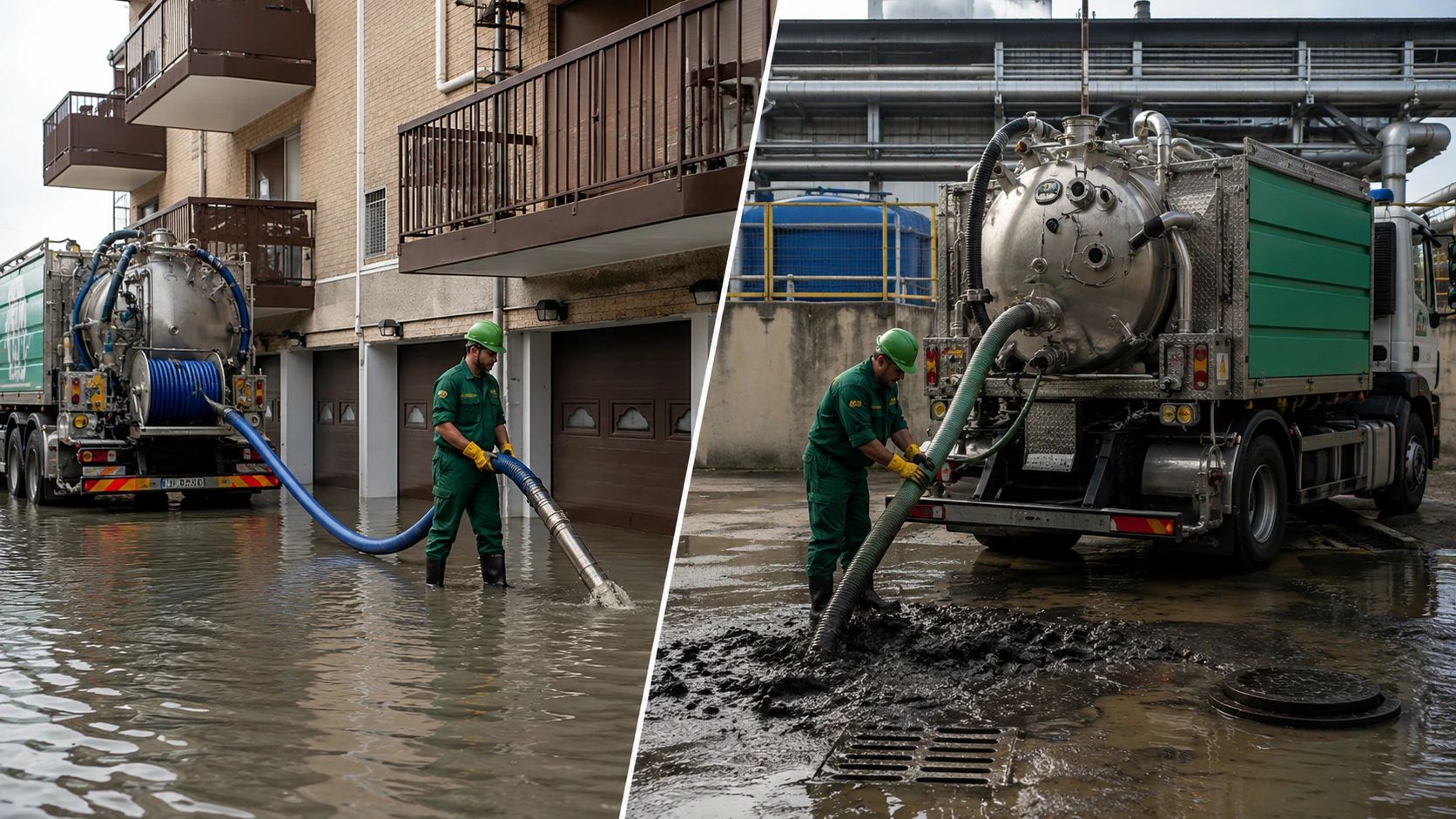 Pronto Intervento Allagamenti e Aspirazione Liquami a Cologno Monzese – Ideal Jet Autospurgo Ideal Jet impegnato nell'aspirazione di acqua e liquami a seguito di un allagamento a Cologno Monzese.