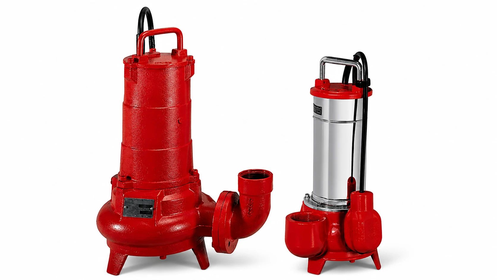 Elettropompe sommerse professionali per il sollevamento di acque reflue, liquami e acque meteoriche, utilizzate per impianti fognari, stazioni di sollevamento, garage e fosse biologiche.