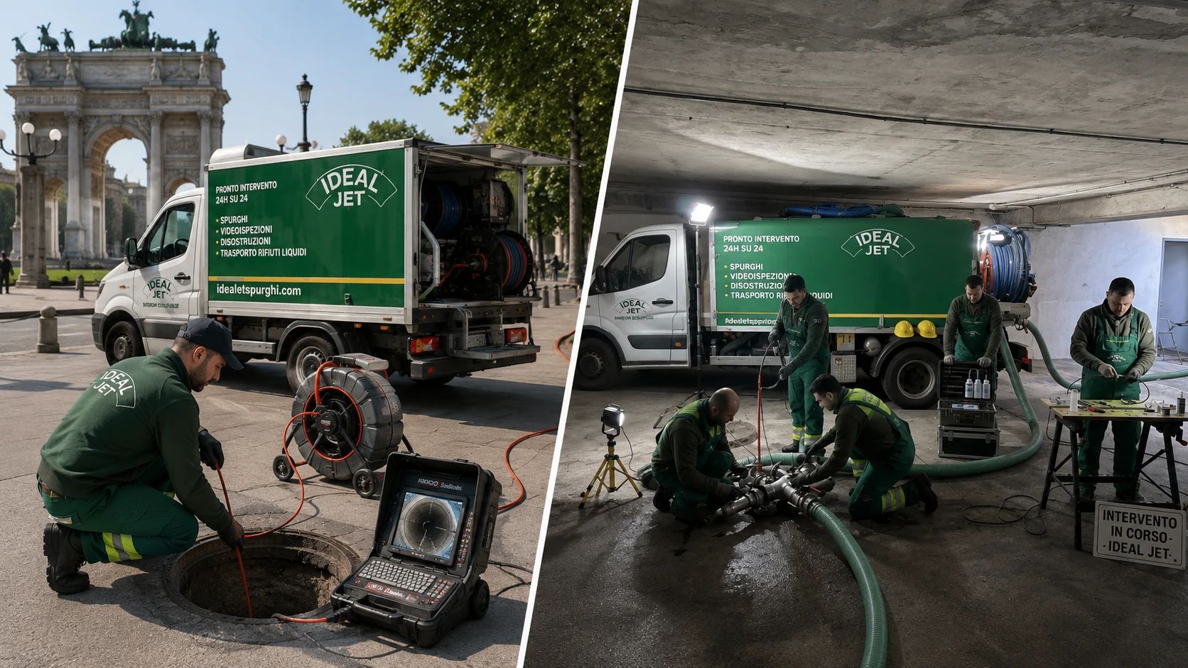 Videoispezioni professionali di scarichi e fognature condominiali a Milano Squadra Ideal Jet esegue videoispezioni professionali delle fognature condominiali con autospurgo e telecamere HD per controllare scarichi, colonne e reti di drenaggio.