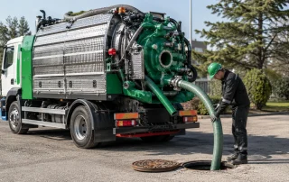 Autospurgo Ideal-Jet durante l'operazione di spurgo e aspirazione liquami da pozzo nero a Milano